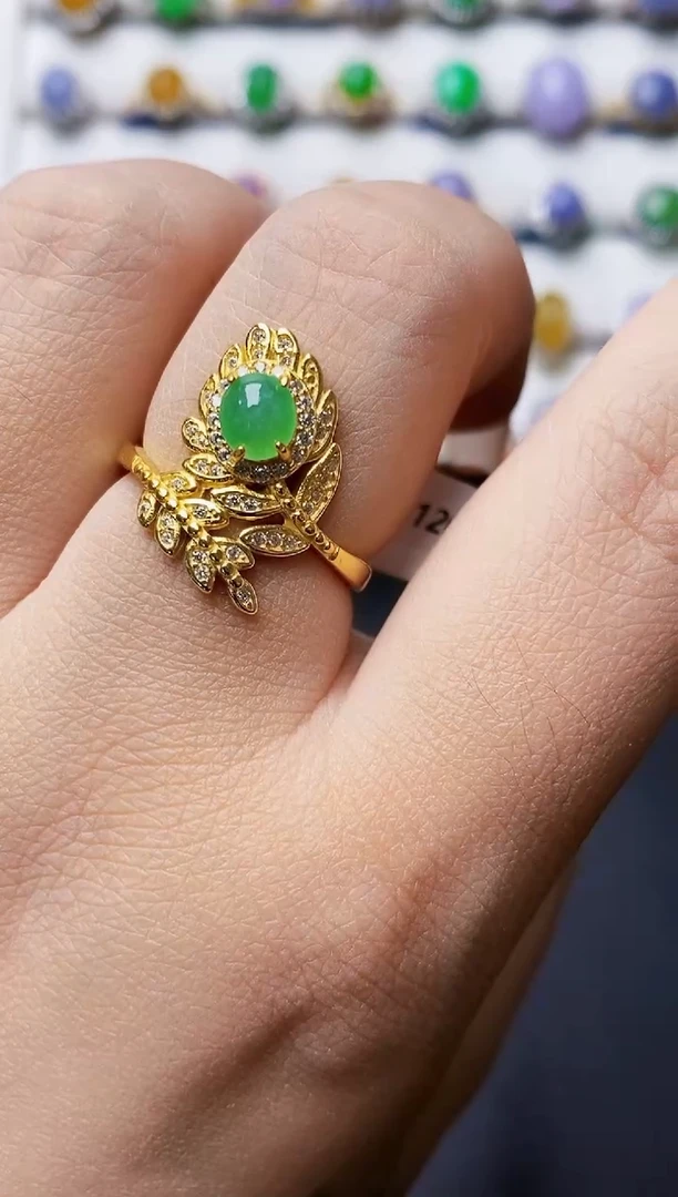 银S925镶嵌戒指翡翠1037