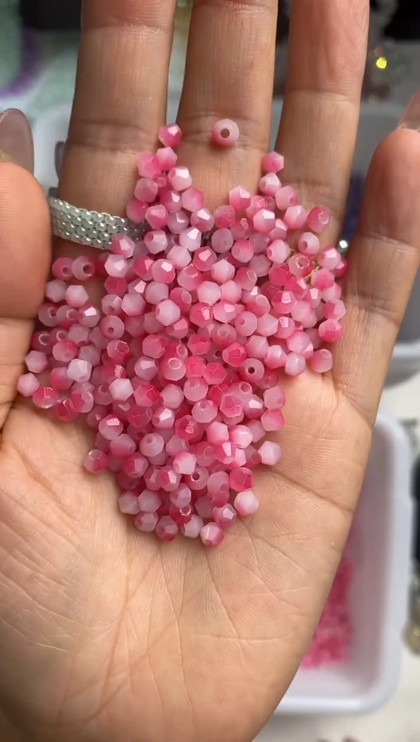 玻璃1511卡4水晶定制色尖珠500颗樱花粉玉