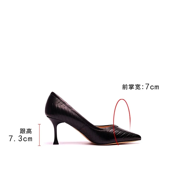 VME/舞魅春夏新款尖头通勤优雅细跟一脚蹬7.3CM羊皮女鞋VS23C7094