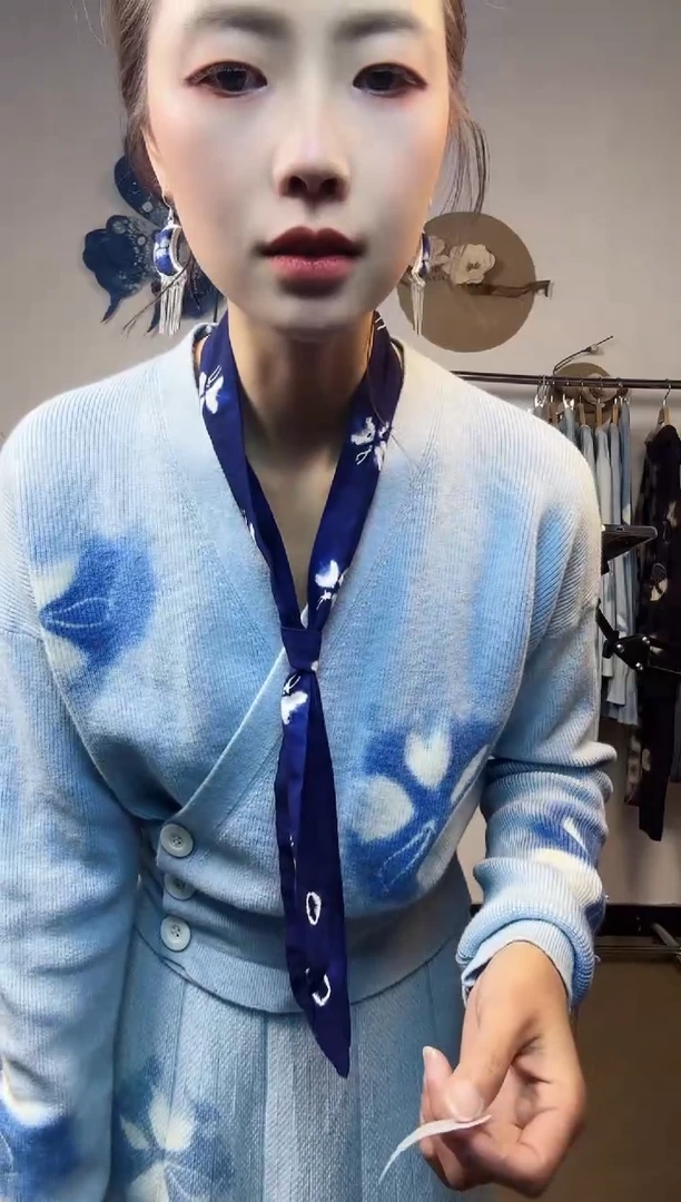 琴**弦大理青纱云染裙子