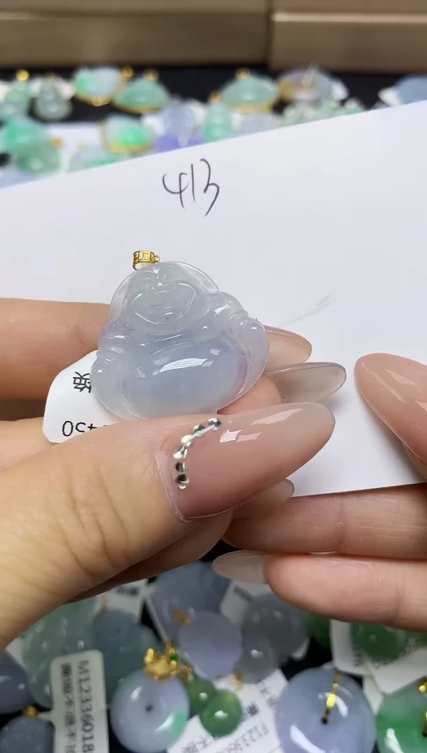 翡翠18K金镶嵌颈饰天然翡翠A货