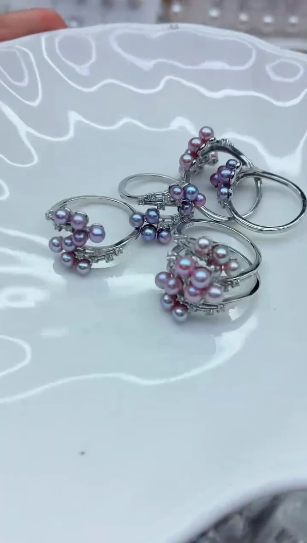 戒指银S925镶嵌淡水珍珠多样性发其一，非无暇