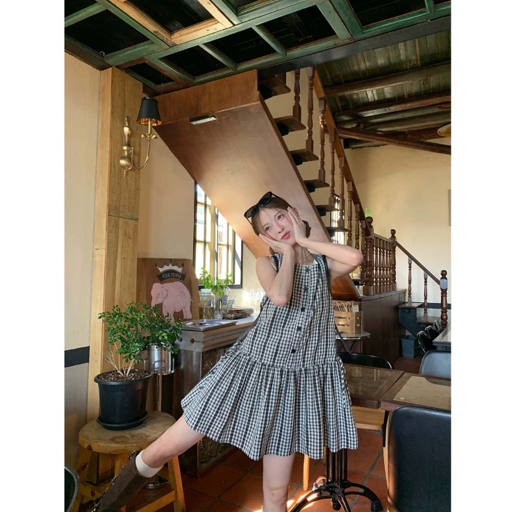 701-707 【南油买手一哥】夏季小裙子大合集波点裙格子裙背心裙收腰