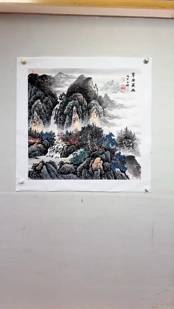 国画翠谷藏幽/4尺斗方托底/谭正坤