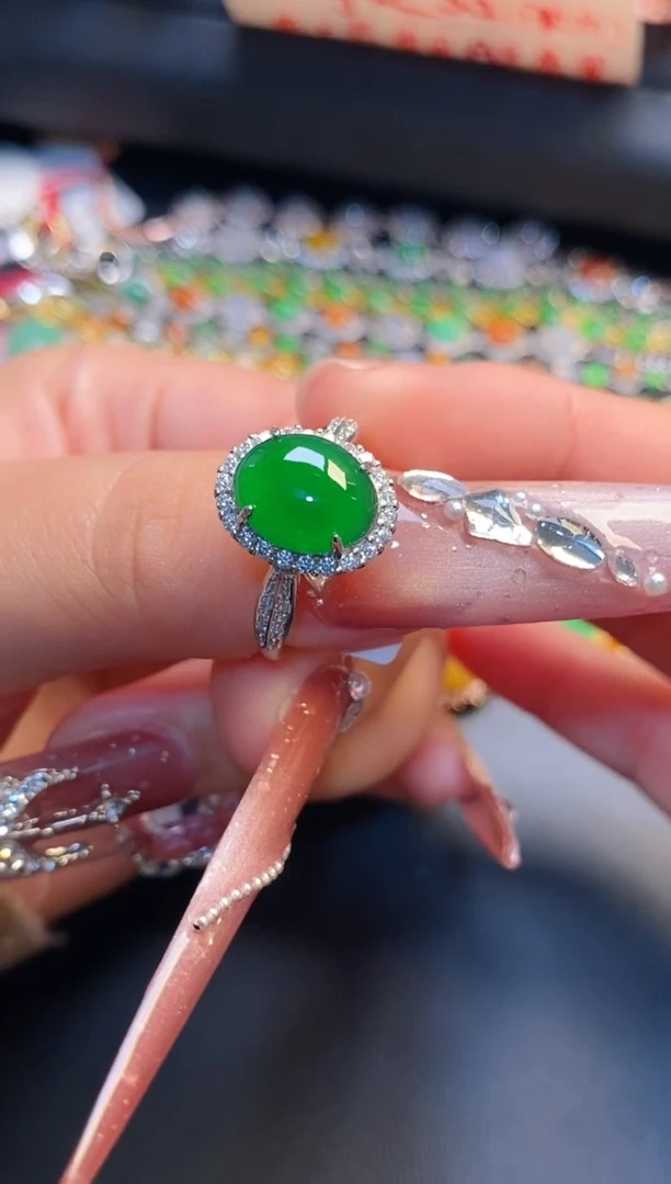 银S925镶嵌戒指翡翠天然