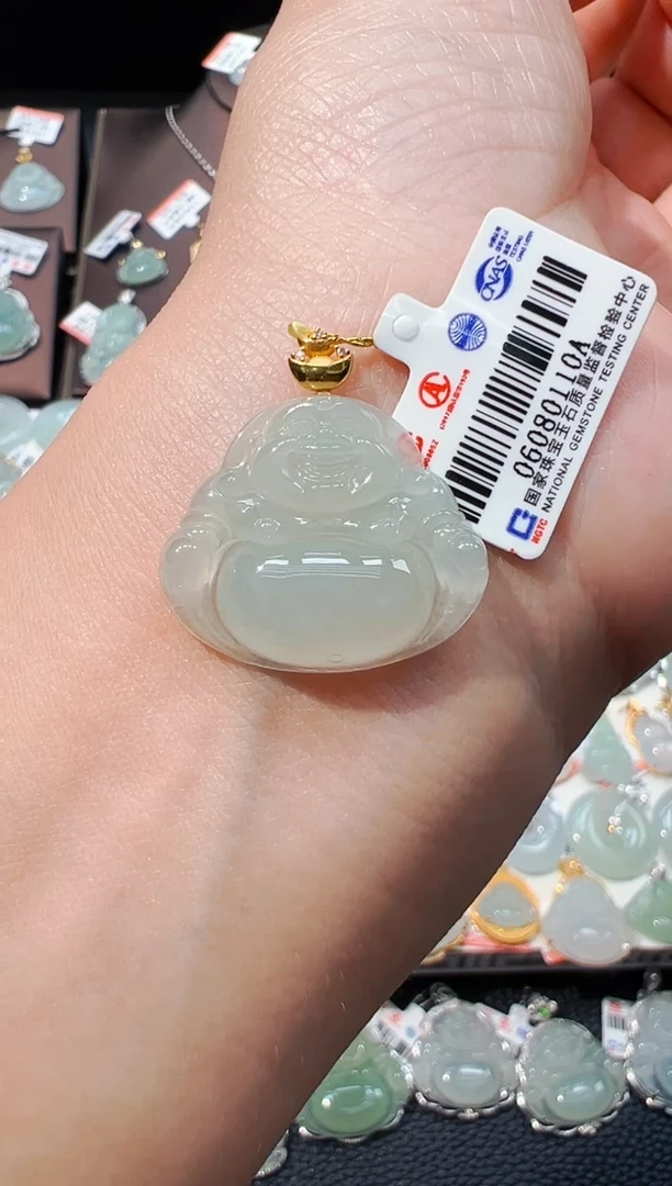 翡翠18K金镶嵌吊坠(不含链)佛公吊坠110A
