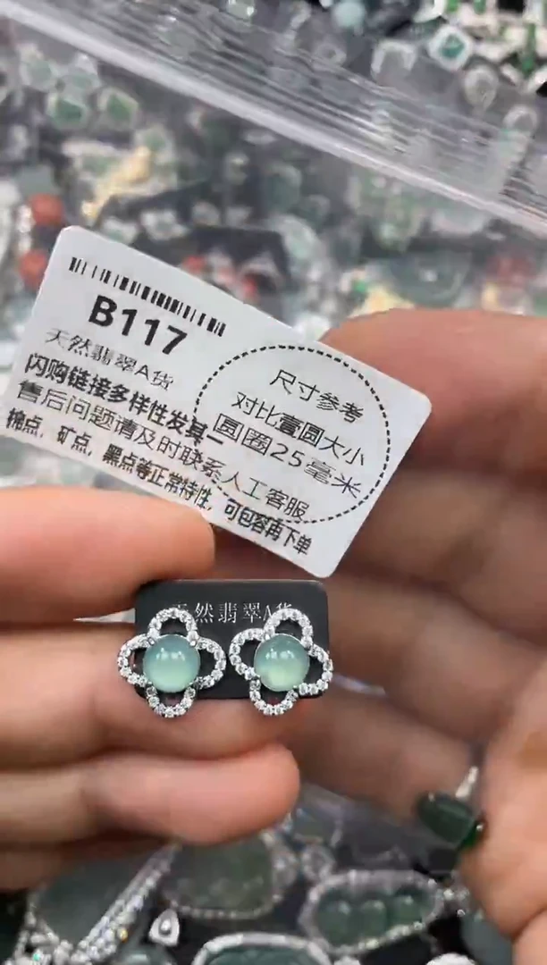 颈饰未镶嵌翡翠B117耳钉