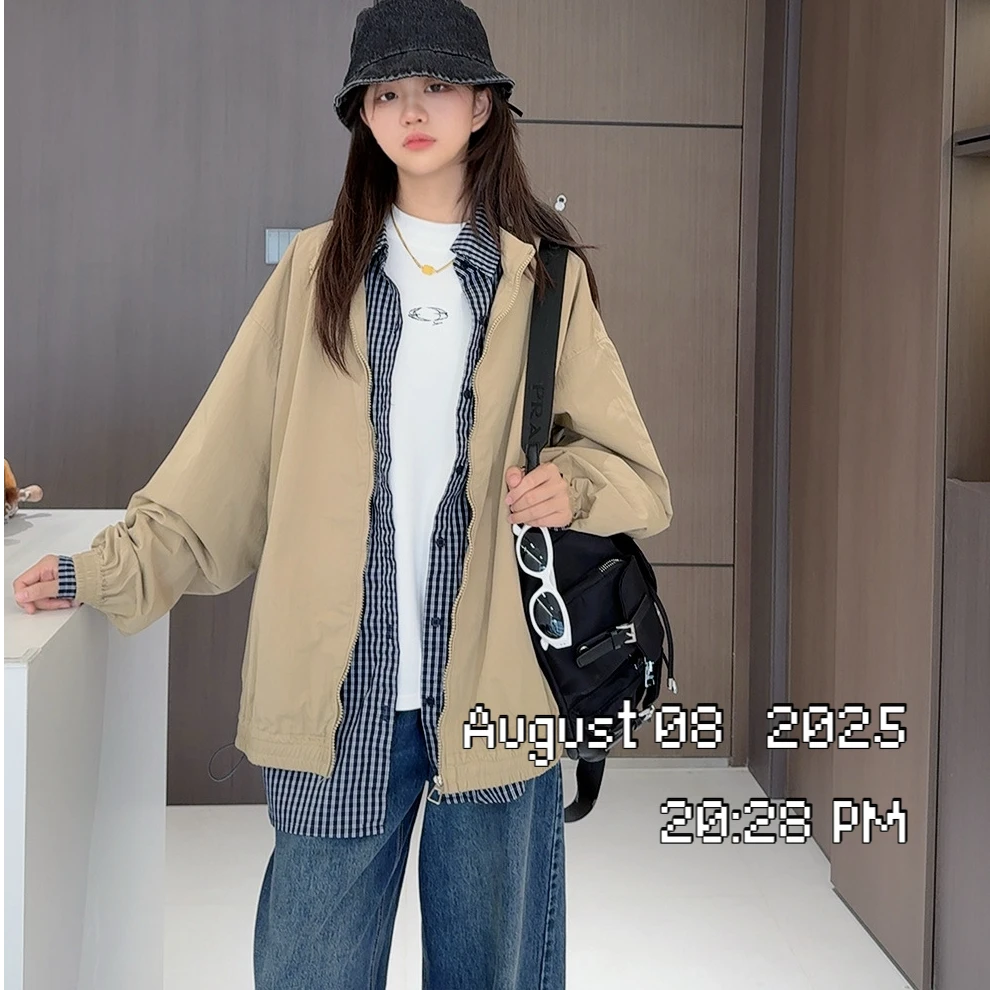 TTY青少年装 2025浅秋拉链夹克背后字母印花棒球服外套278008