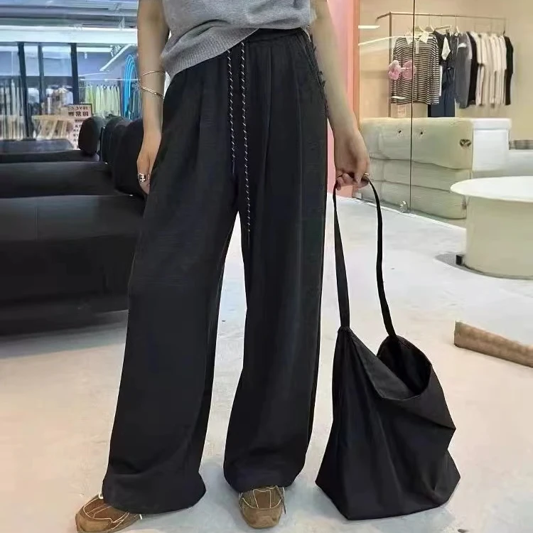 莲莲专属-爆款高腰秋季显瘦直筒糯米拖地裤