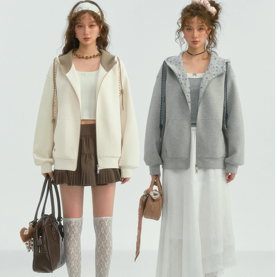 SOMESOWE撞色帽绳连帽卫衣