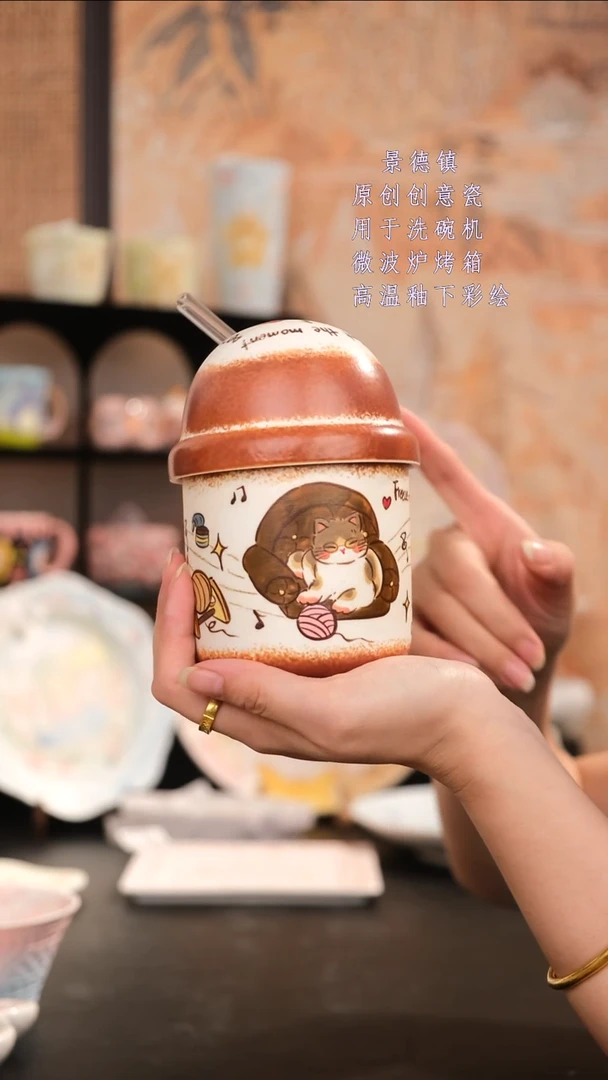 摆件景德镇手工手绘设计师款