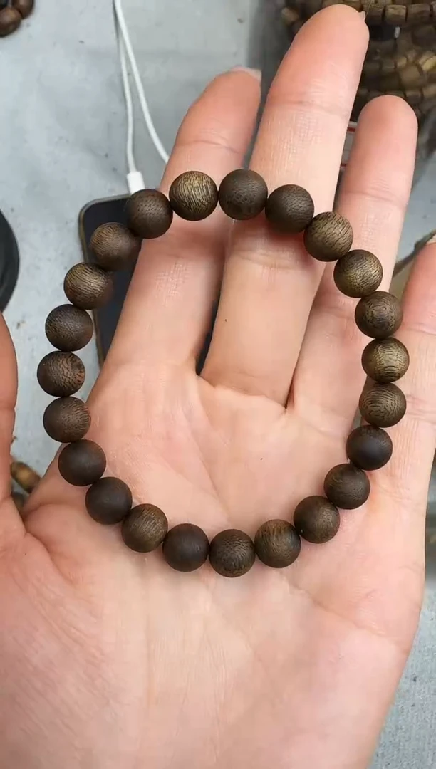 沉香手串用****20807白棋沉水圆珠单圈多样性发一