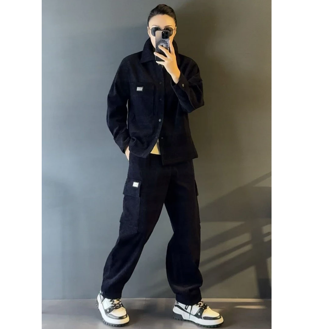 黑桃A系列炒纱灯芯绒面料套装AMF3TZ901A+B男士早春时尚休闲套装
