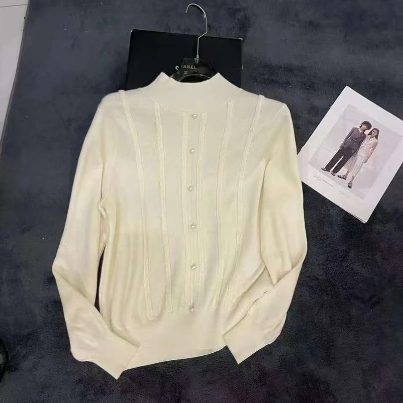 时尚气质百搭花边装饰细羊毛中领女士套头打底毛衫毛衣3m9968721