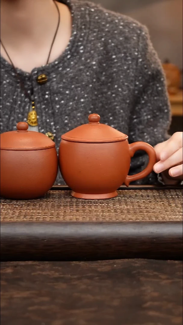 茶杯紫砂红降坡将军杯一套