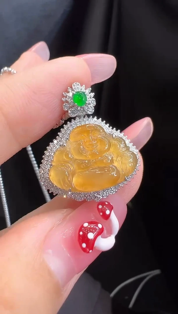 翡翠18K金镶嵌吊坠(不含链)吊坠