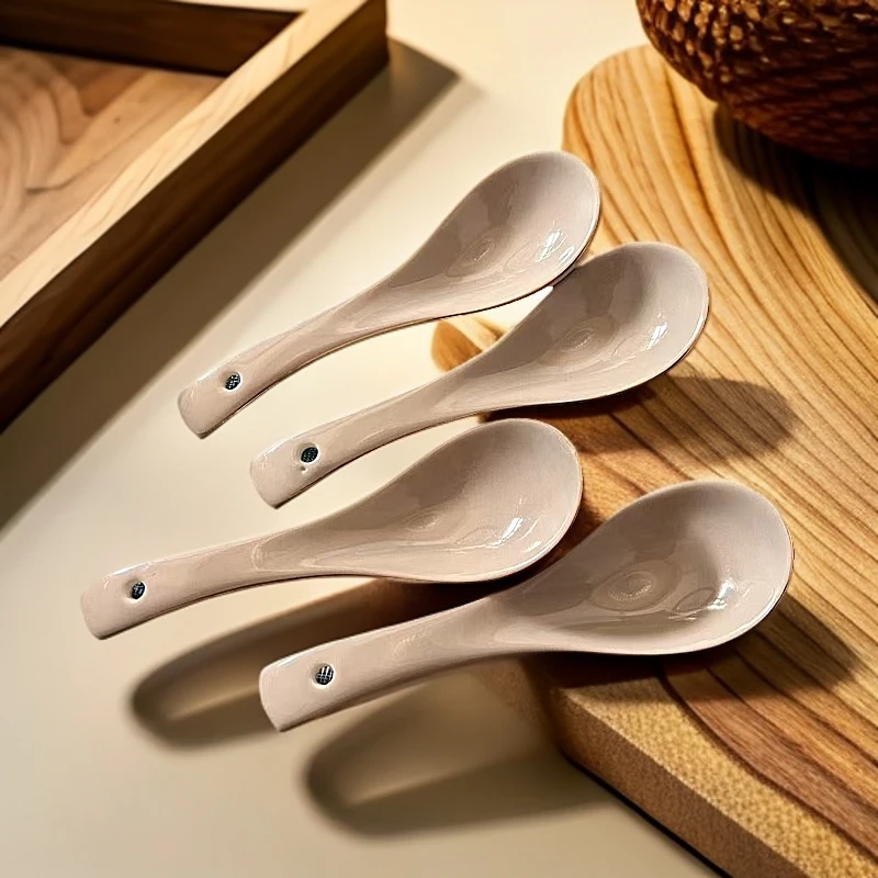 （2）布纹陶瓷釉下彩灰色调羹小勺饭勺汤水小勺