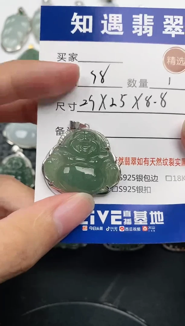 颈饰银S925镶嵌翡翠挂件