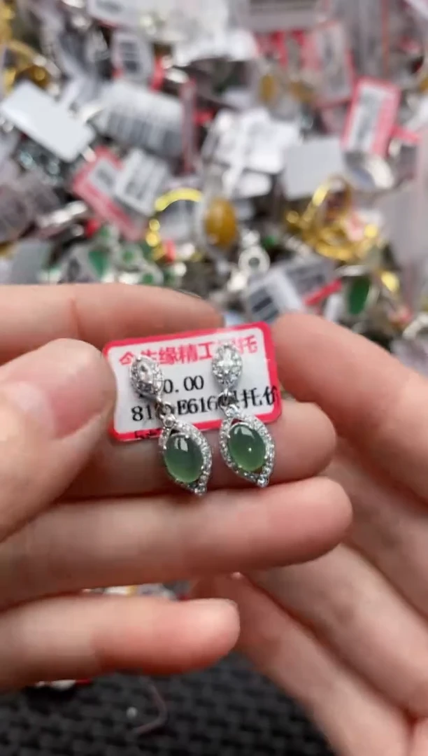 银S925镶嵌戒指翡翠5555---3