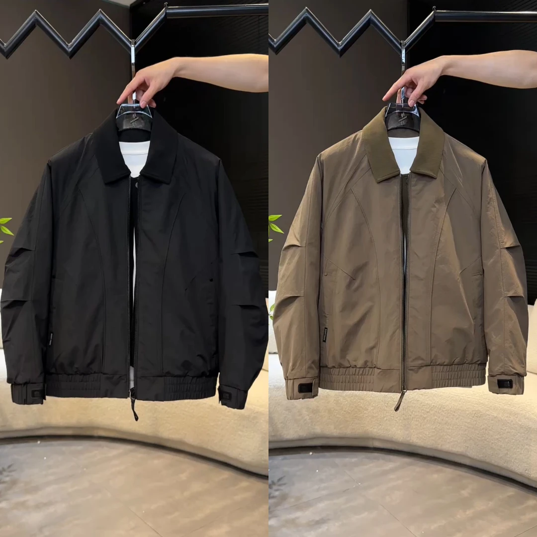 老钱风翻领夹克外套男士冬季新款韩版加棉立体拼接休闲工装棉服