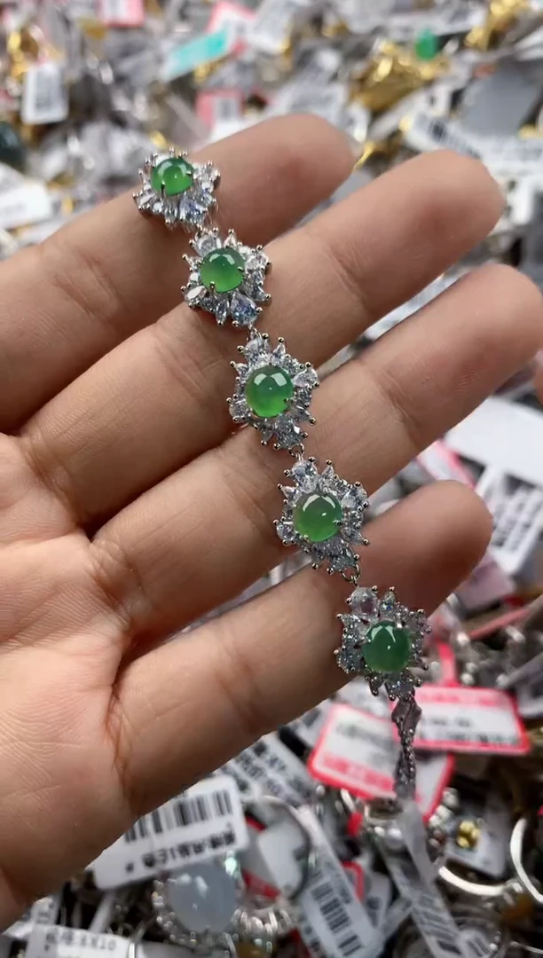 银S925镶嵌戒指翡翠666---4