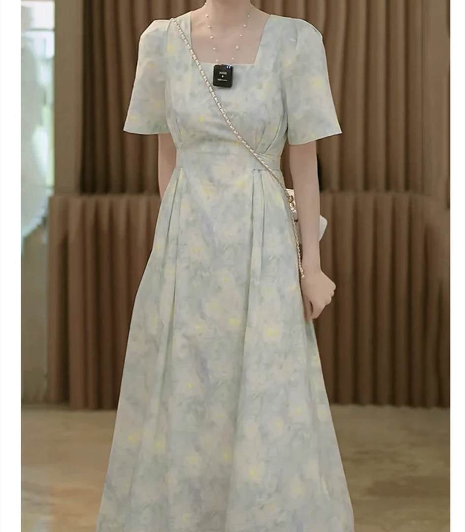 法式碎花连衣裙女2025夏季新款收腰显瘦气质裙子08