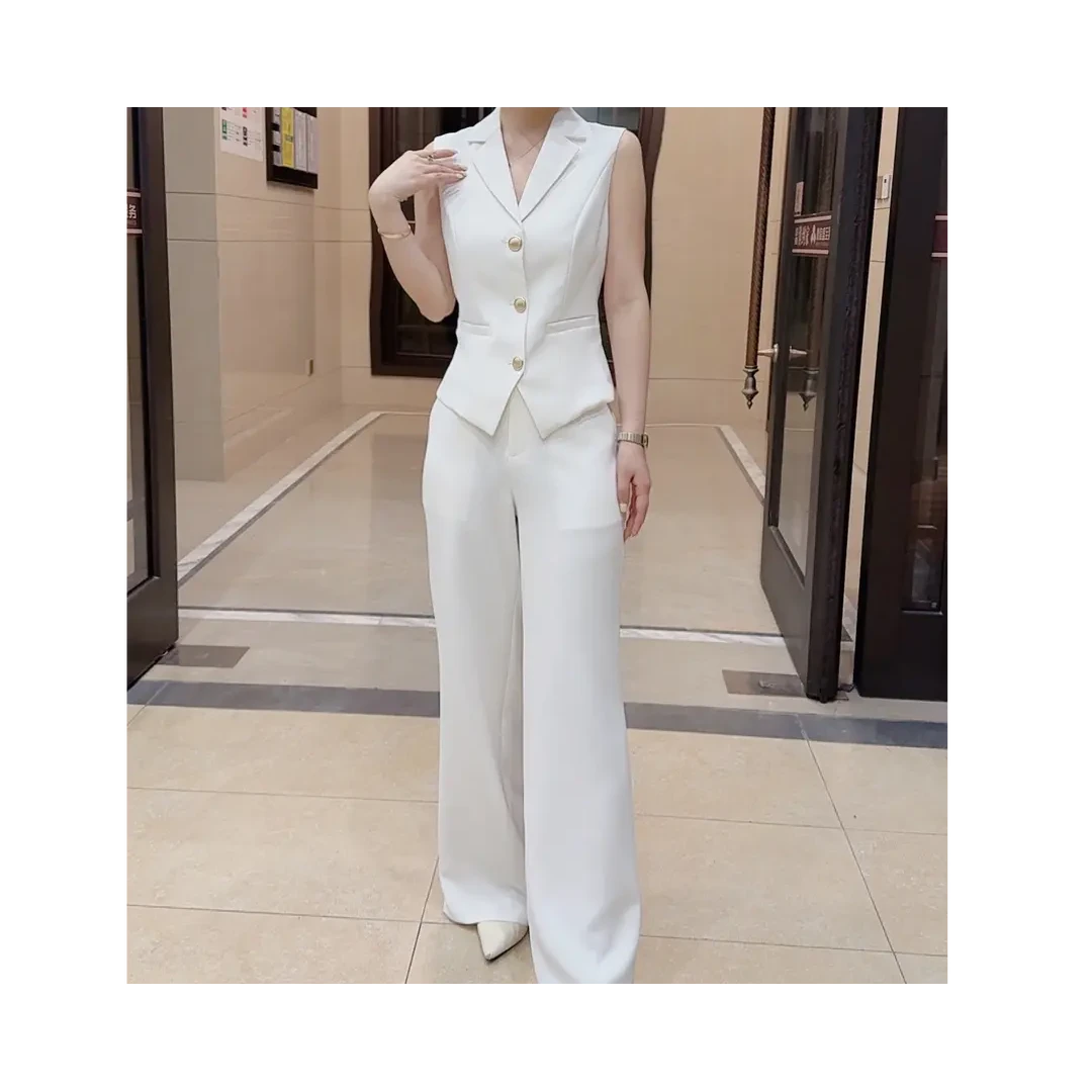 新款夏季简约通勤老钱风通勤时尚套装上衣直夏季简约通勤职业套装