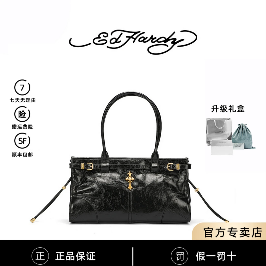 ED HARDY包包女款爆款2025新款轻奢单肩包油蜡皮手提腋下包斜挎包