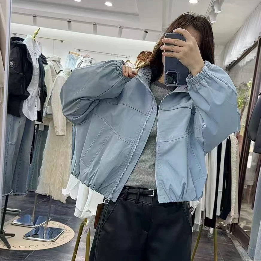 2025春季新款常纯色初恋峰拼接设计学生减龄韩范外套上衣女网红