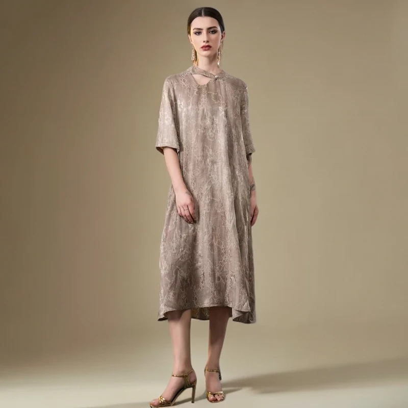 新款复古文艺高级感显瘦连衣裙246072