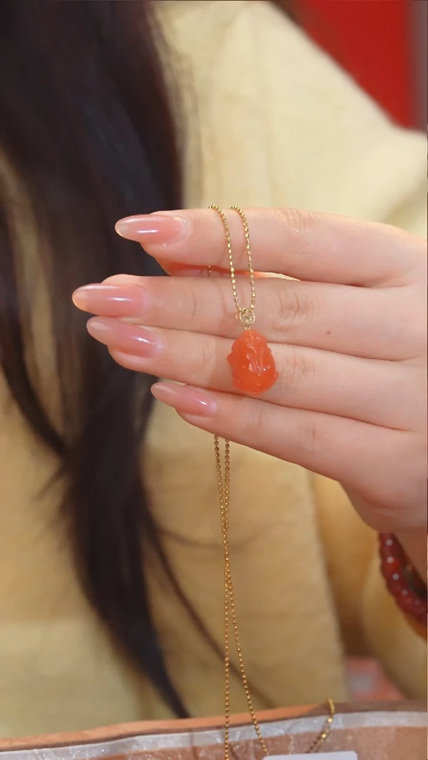 【闪购商品】南红玛瑙吊坠不含链18K金镶嵌@@N7613