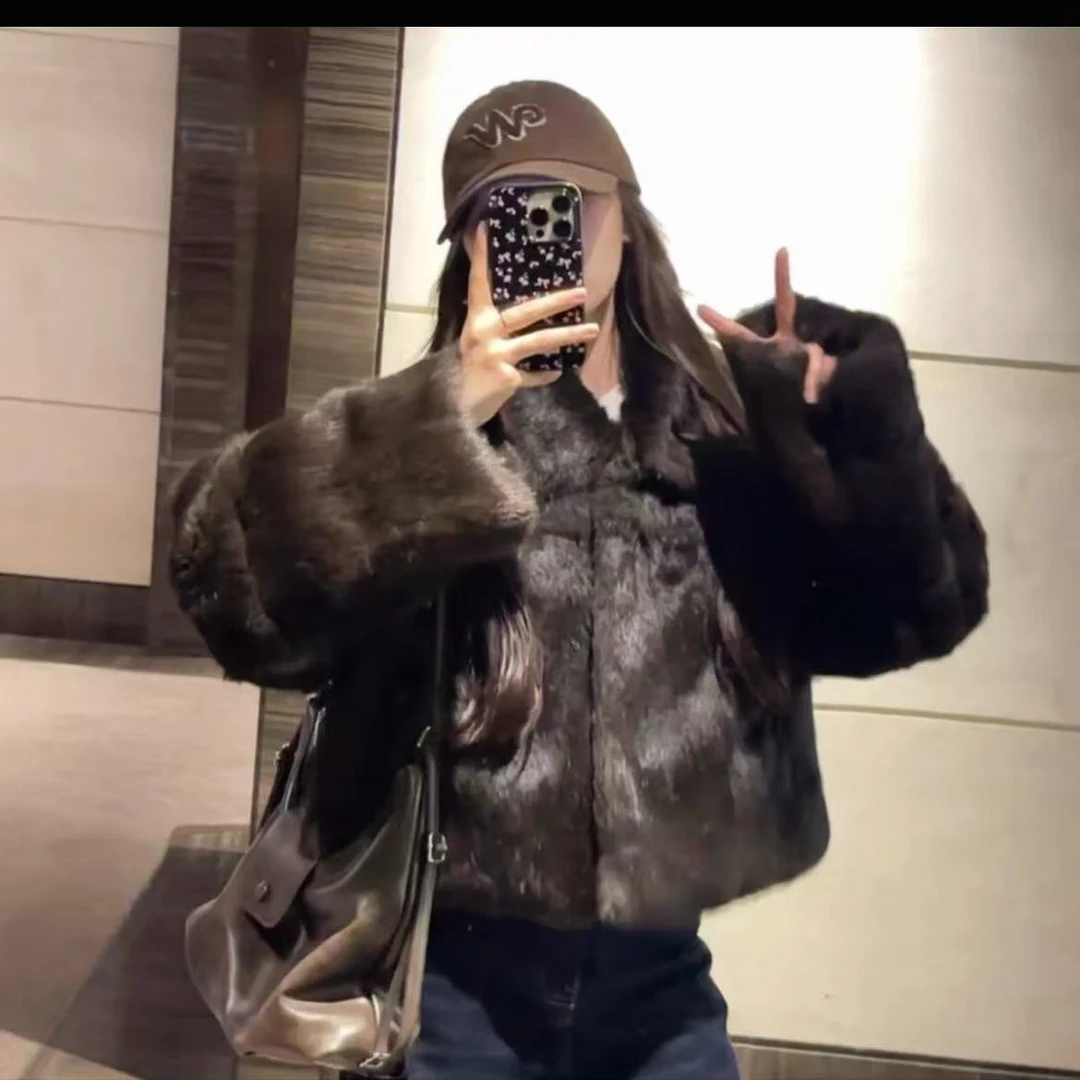 【娇姐臻选】"千金兔"奢贵分区定染兔毛中古真皮皮毛一体皮草外套