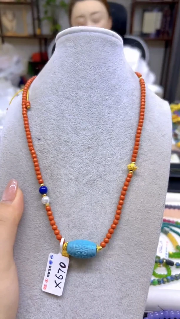南红玛瑙未镶嵌颈饰DIY款X670