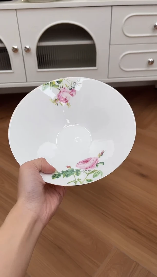 杯玫瑰高骨骨瓷果盘微瑕不退换