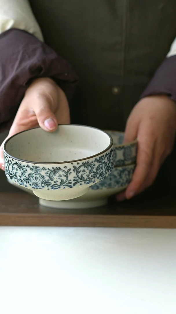 【闪购商品】陶瓷鸢尾花高足碗11cm@4-2@