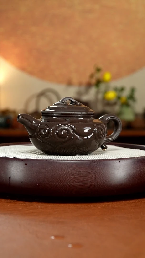 茶壶紫砂花*酱宜兴紫砂壶