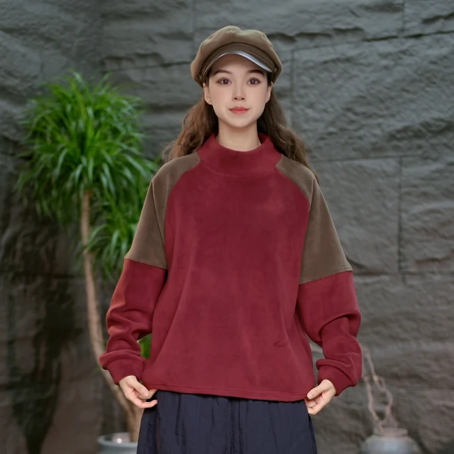 【卫衣休闲百搭双面绒】加绒加厚打底衫女装冬季长袖保暖卫衣