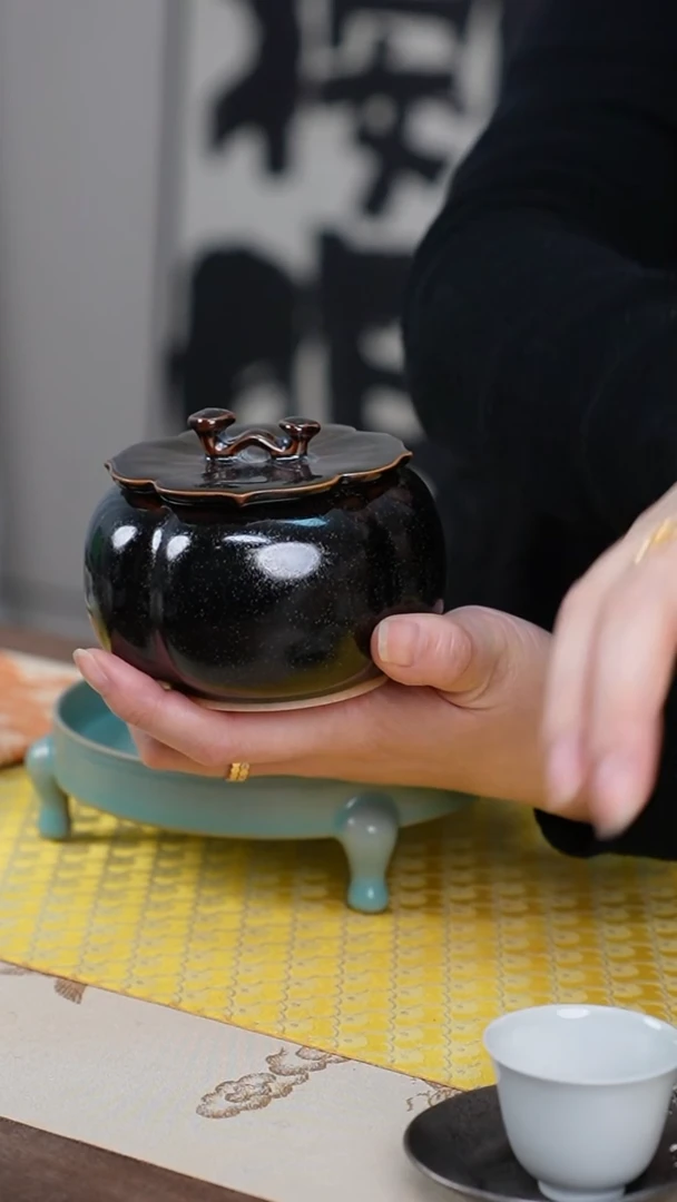 【闪购商品】钧窑柿柿如意茶叶罐