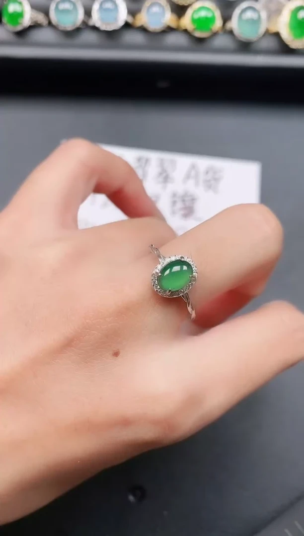 翡翠戒指银S925镶嵌11111