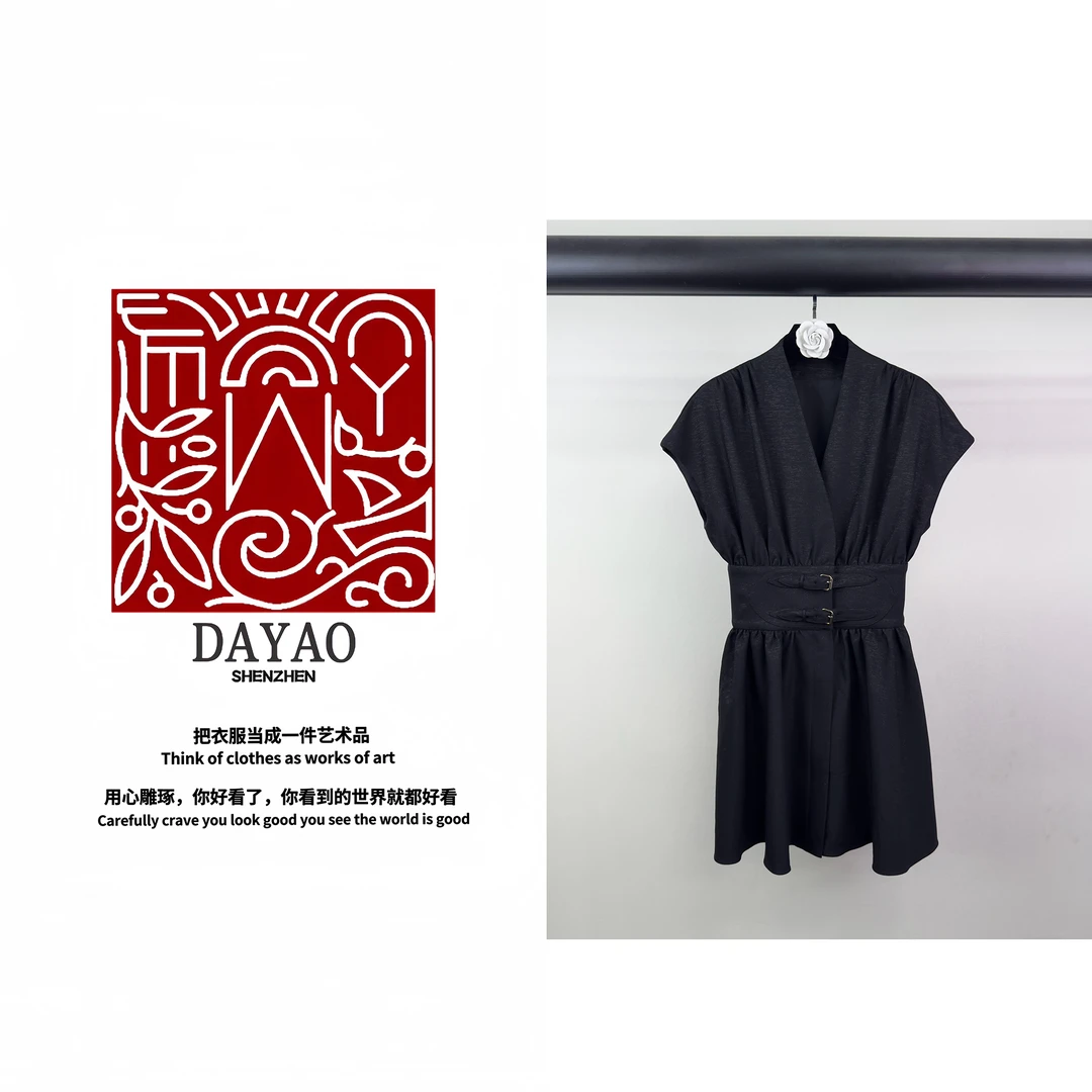 「DAYAO」24s黑色落肩高级感百搭名媛连衣裙青奢高端女装WY24609