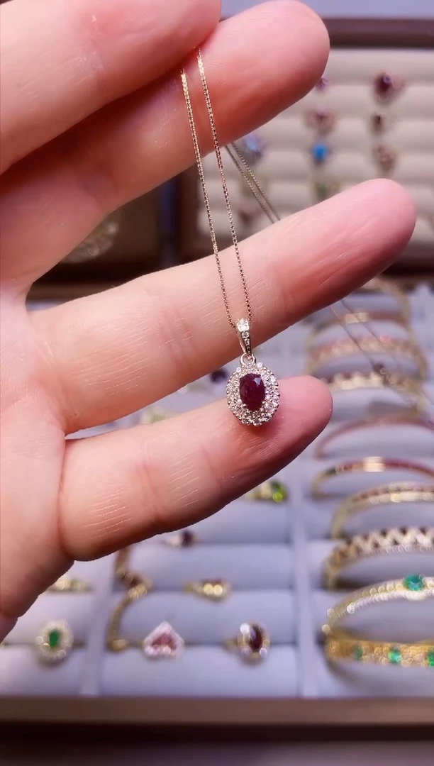 【闪购商品】红宝石吊坠(赠链)银S925镶嵌一条
