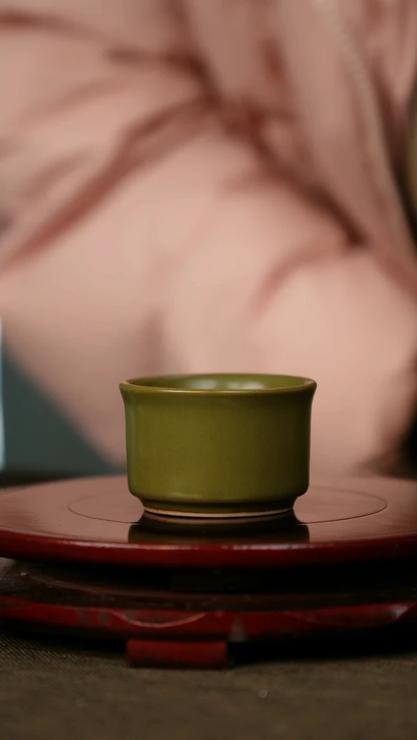 柴烧 扳指杯 黄金釉