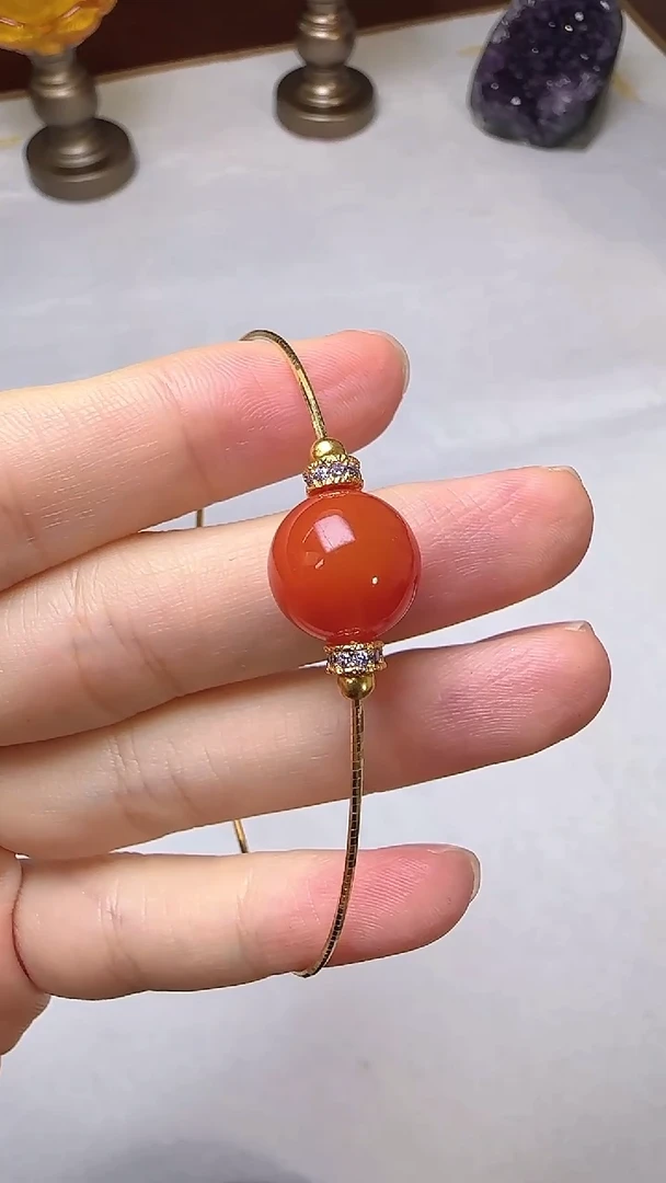 手链银S925镶嵌南红玛瑙F00096