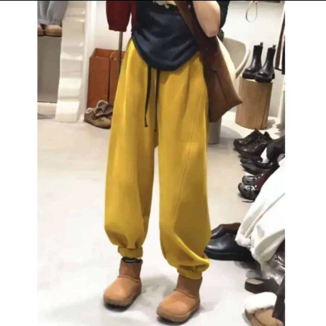 【胖彤彤】5121#锻剪拼接束脚加绒弯刀卫裤Y/711