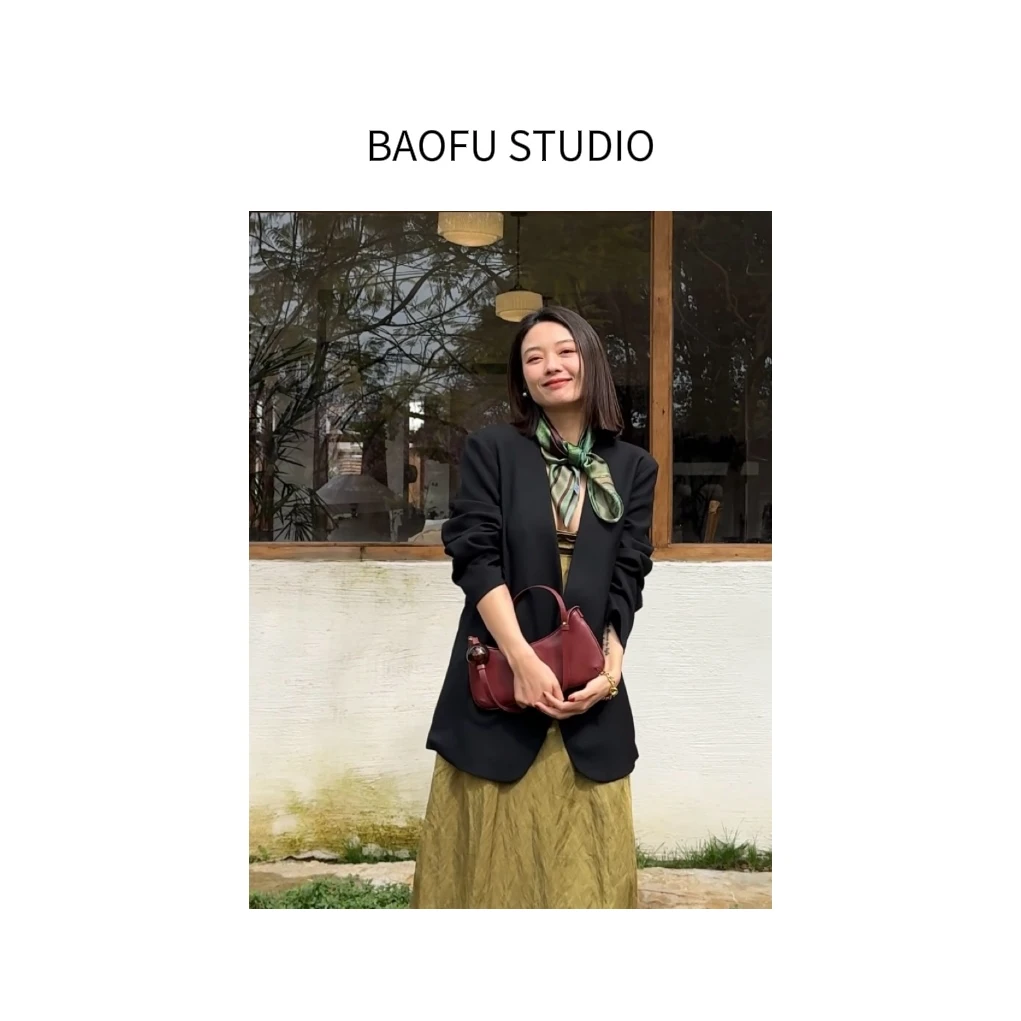 BAOFU studio｜极简西装外套无领羊毛西装时尚廓形有型挺括支撑度