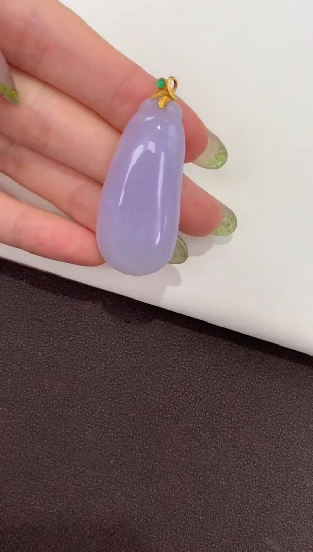 颈饰18K金镶嵌翡翠天然缅甸a货翡翠