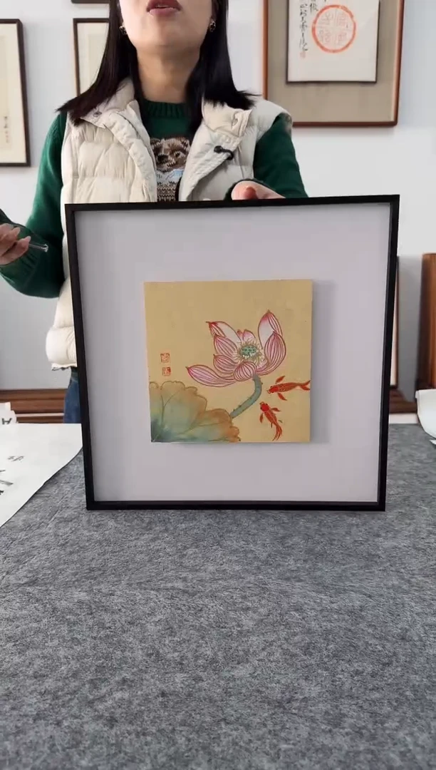 书法刘玉学-荷花-34*34尺寸手绘同款