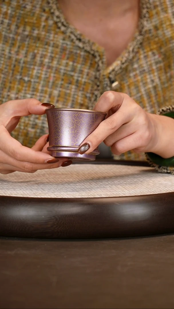 紫砂茶具贝壳烧石黄杯