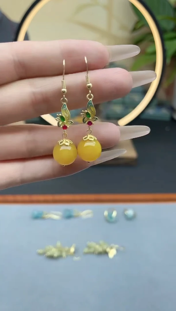 玛瑙/玉髓耳饰银S925镶嵌8852