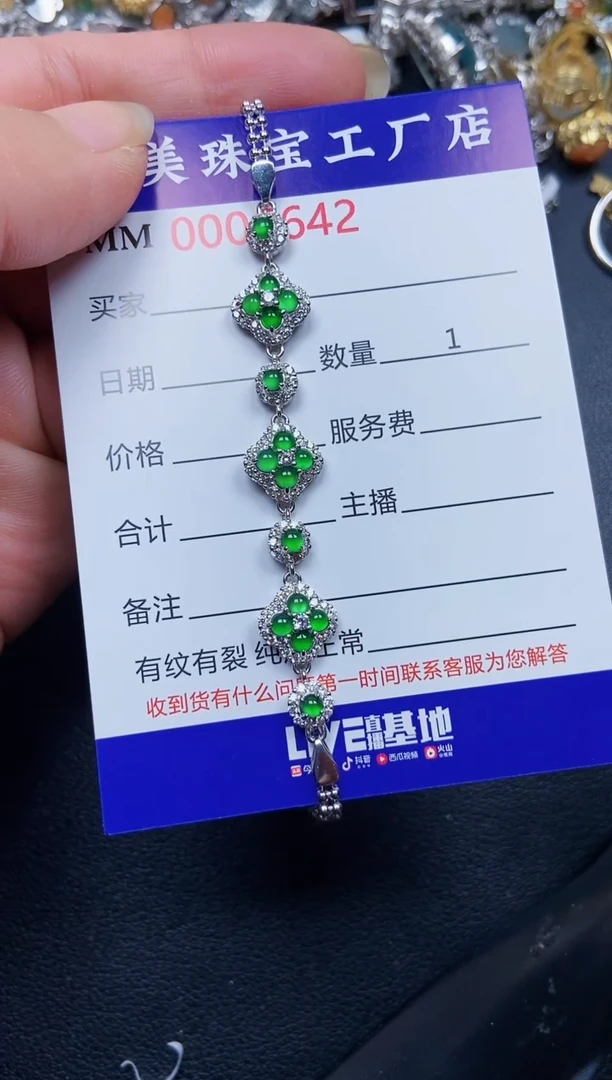 翡翠银S925镶嵌颈饰6642